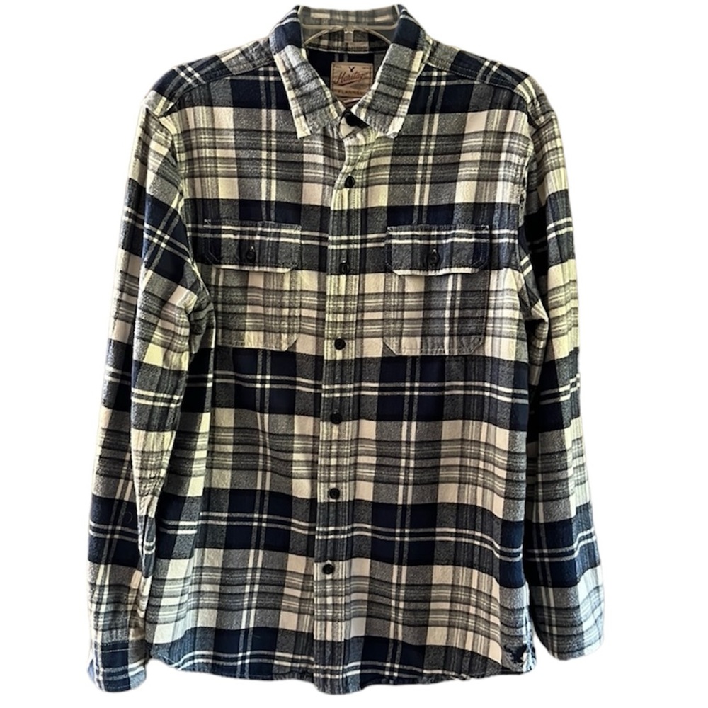 Heritage Flannel American Eagle Outfitters button down shirt cotton plai…